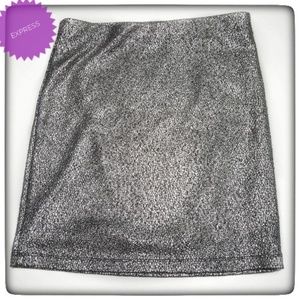 Express Silver Metallic Tight Fitting Skirt-XS